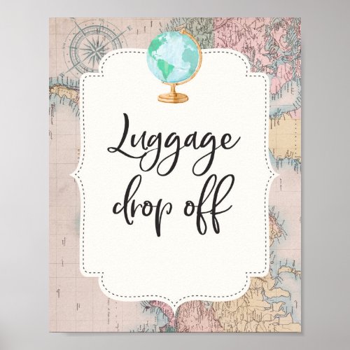 Travel Baby Shower Luggage Drop Off Sign