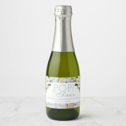 Travel Baby Shower Pop Cheer Mini Bottle of Sparkling Wine Label