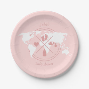 Travel Baby Shower Theme Passport World Map Paper Paper Plates