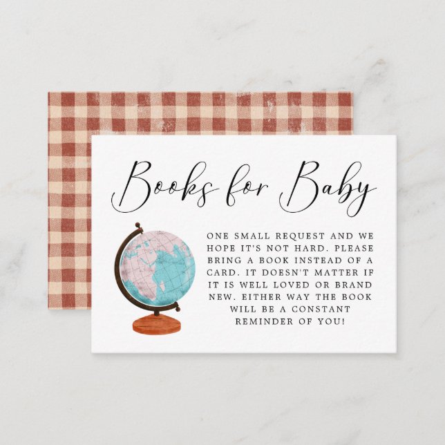 Travel Baby Shower Vintage Book Request  Enclosure Card (Front/Back)