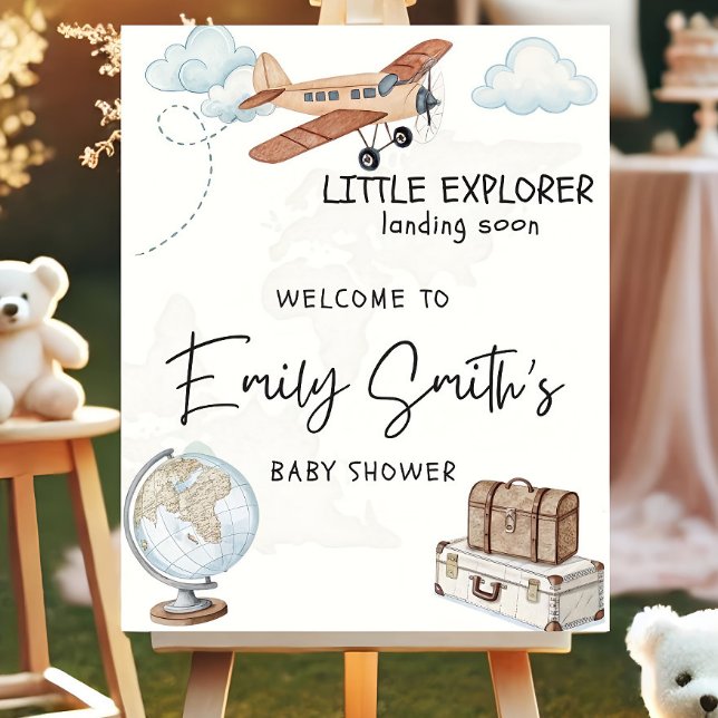 Travel Baby Shower Welcome Sign Template, Explorer (Creator Uploaded)