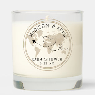 Travel Baby Shower World Map Candle