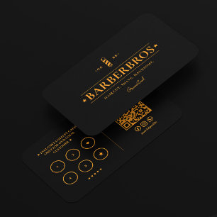 Travel Barber Pole Black Orange Barbershop loyalty Business Card