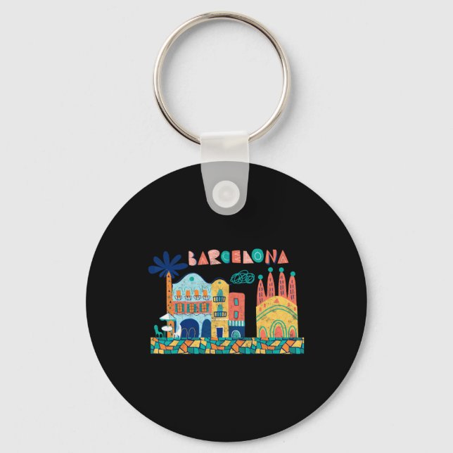 Travel Barcelona Spain Europe Spanish Family Vacat Keychain (Front)