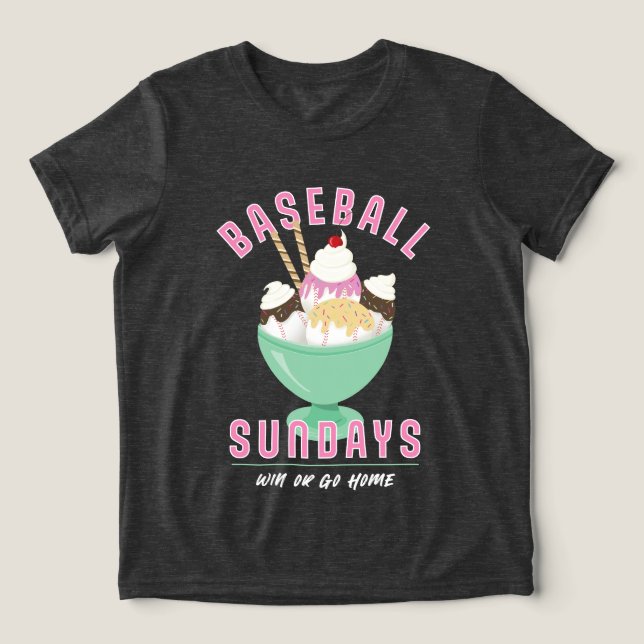 Travel Baseball Sundays Ice Cream T-Shirt Tri-Blend Shirt (Design Front)
