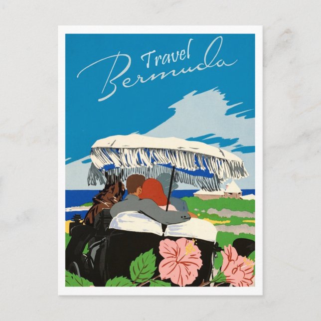 Travel Bermuda, Romantic Getaway, Colorful Postcard (Front)