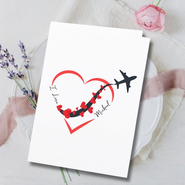 Travel Birthday Airplane Heart & Photo Custom  Holiday Card (Creator Uploaded)