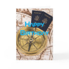 Travel Birthday World Map Passport Compass Fun