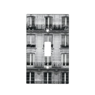 Travel Black and White Vintage Building In Paris Light Switch Cover