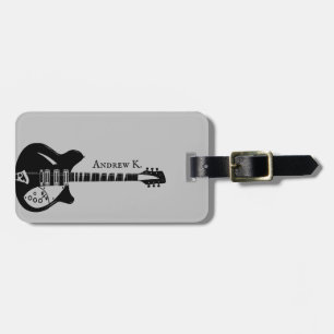 Travel black rock guitar music luggage tag
