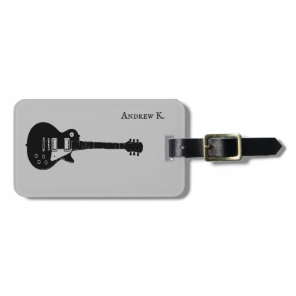 Travel black rock guitar music luggage tag