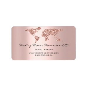 Travel Blogger Agency Earth Globe Rose Glitter Bus Label