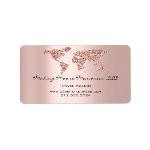 Travel Blogger Agency Earth Globe Rose Glitter Bus Label