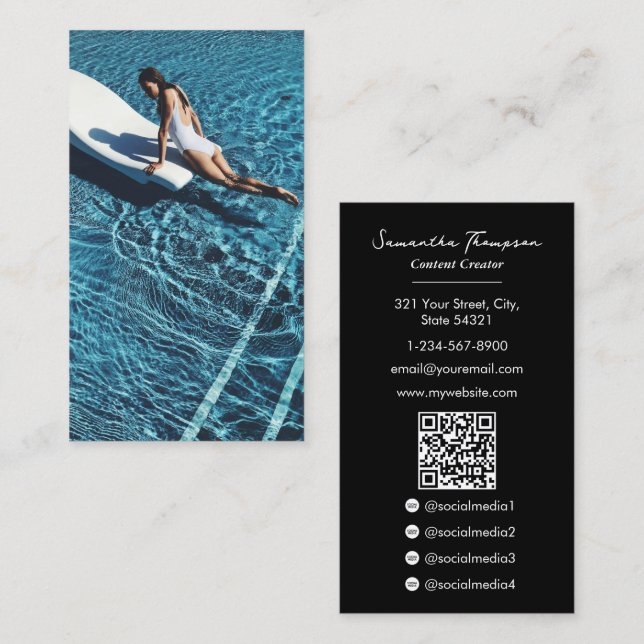 Travel Blogger Vlogger Content Creator Full Photo Business Card (Front/Back)