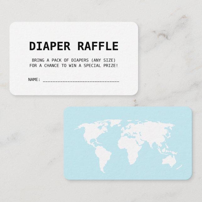 Travel Boarding Pass Baby Blue Diaper Raffle Enclosure Card (Front/Back)
