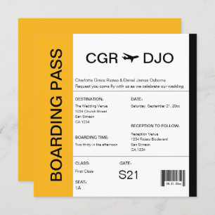 Travel Boarding Pass Wedding Ticket Invitation