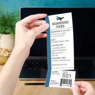 Travel Boarding Pass Wedding Ticket Invitation