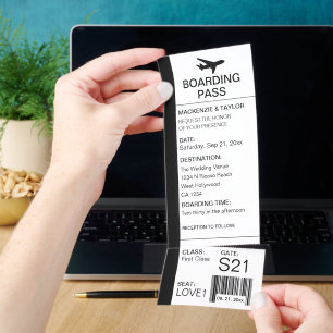 Travel Boarding Pass Wedding Ticket Invitation