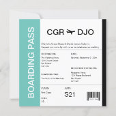 Travel Boarding Pass Wedding Ticket Invitation (Front)