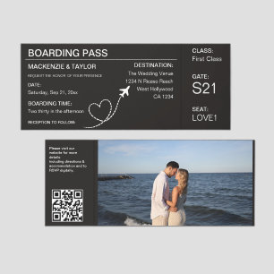 Travel Boarding Pass Wedding Ticket Invitation