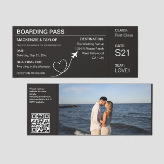 Travel Boarding Pass Wedding Ticket Invitation