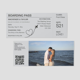 Travel Boarding Pass Wedding Ticket Invitation