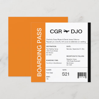 Travel Boarding Pass Wedding Ticket Invitation