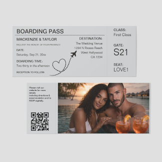 Travel Boarding Pass Wedding Ticket Invitation