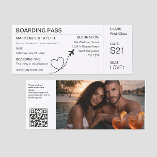 Travel Boarding Pass Wedding Ticket Invitation