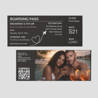 Travel Boarding Pass Wedding Ticket Invitation