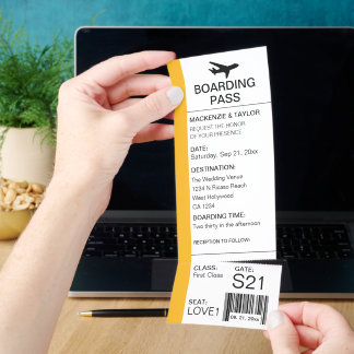 Travel Boarding Pass Wedding Ticket Invitation