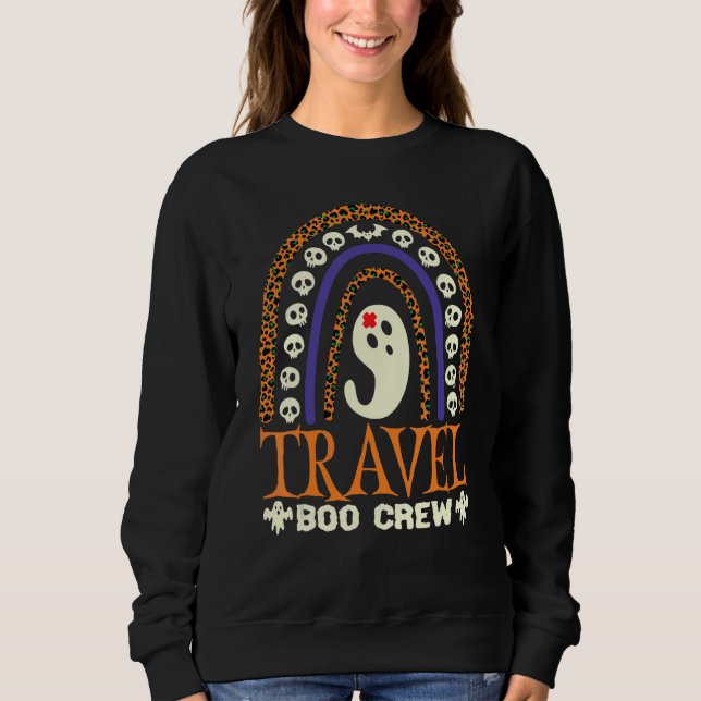 Travel Boo Crew Nurse Halloween Nurses Cute Ghost  Sweatshirt (Front)