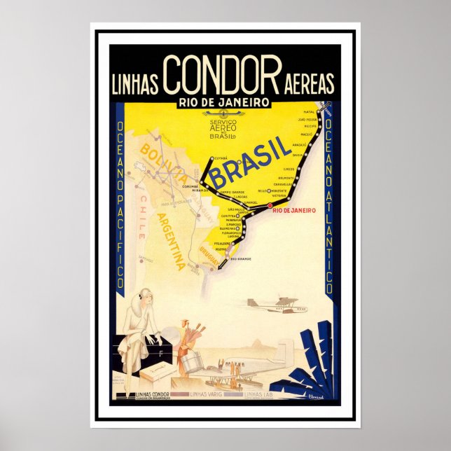 Travel Brasil Brazil  ~ Vintage Poster (Front)