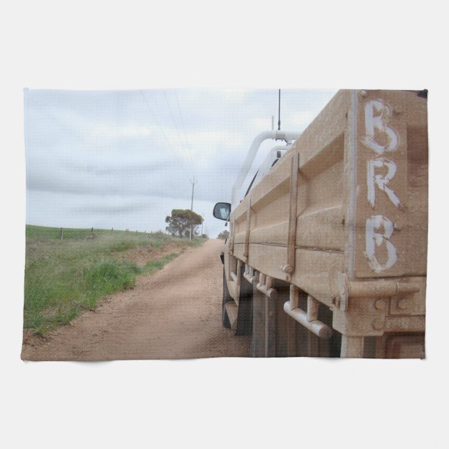 Travel BRB gravel track landscape sky ute Kitchen Towel (Horizontal)