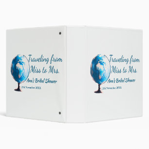Travel bridal shower add name date miss to Mrs sim 3 Ring Binder