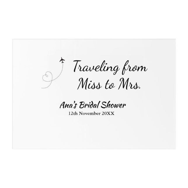 Travel bridal shower add name date miss to Mrs sim Acrylic Print (Front)