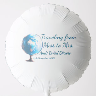 Travel bridal shower add name date miss to Mrs sim Balloon