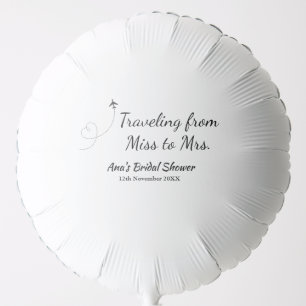 Travel bridal shower add name date miss to Mrs sim Balloon