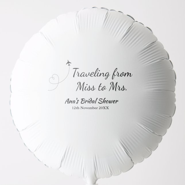 Travel bridal shower add name date miss to Mrs sim Balloon (Front)