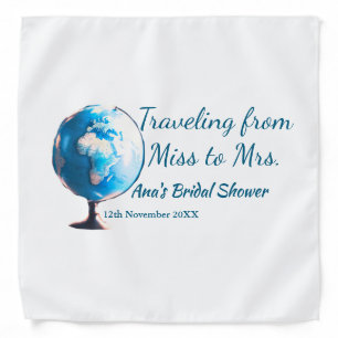 Travel bridal shower add name date miss to Mrs sim Bandana