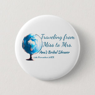 Travel bridal shower add name date miss to Mrs sim Button