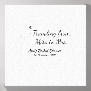 Travel bridal shower add name date miss to Mrs sim Canvas Photo Tile