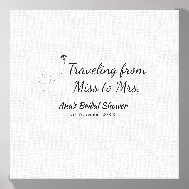 Travel bridal shower add name date miss to Mrs sim Canvas Photo Tile (Front Set)