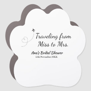 Travel bridal shower add name date miss to Mrs sim Car Magnet