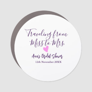 Travel bridal shower add name date miss to Mrs sim Car Magnet