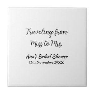 Travel bridal shower add name date miss to Mrs sim Ceramic Tile