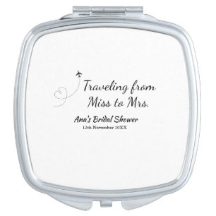 Travel bridal shower add name date miss to Mrs sim Compact Mirror