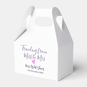 Travel bridal shower add name date miss to Mrs sim Favor Boxes