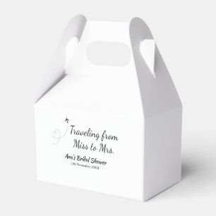 Travel bridal shower add name date miss to Mrs sim Favor Boxes