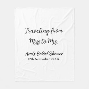 Travel bridal shower add name date miss to Mrs sim Fleece Blanket